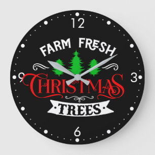 Relógio Grande Árvores de Natal Frescas da Fazenda Design-54390