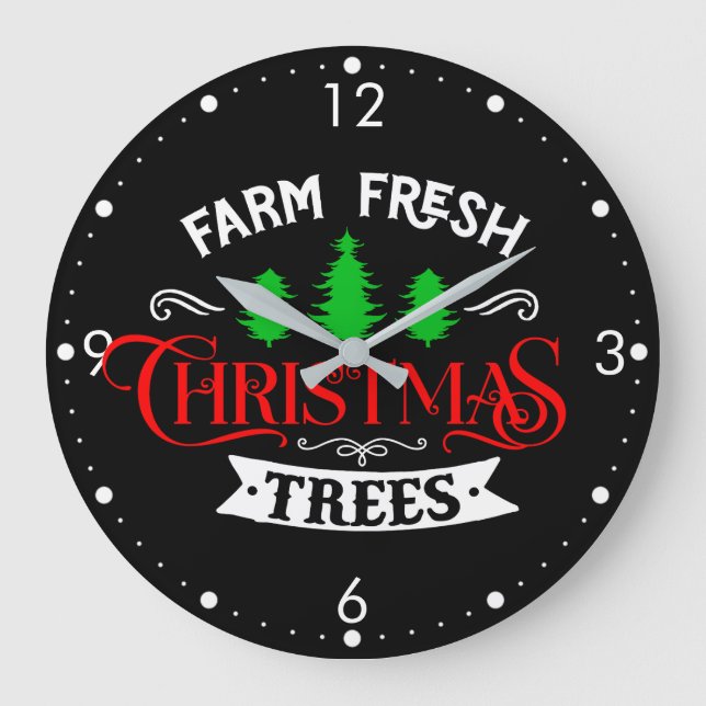 Relógio Grande Árvores de Natal Frescas da Fazenda Design-54390 (Frente)