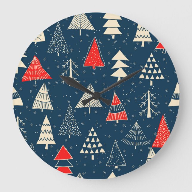 Relógio Grande Árvores de rabo de Natal, padrão de inverno sem co (Frente)
