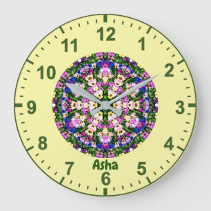 Relógio Grande ASHA ~WOW! Painéis Miniatura Multicoloridos Amarel