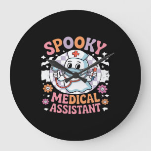 Relógio Grande Assistente Médico Spooky, Cute Halloween Essencial