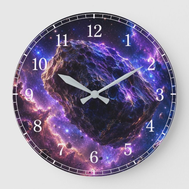 Relógio Grande Asteroid Wall Clock — Space-Inspired Design (Frente)