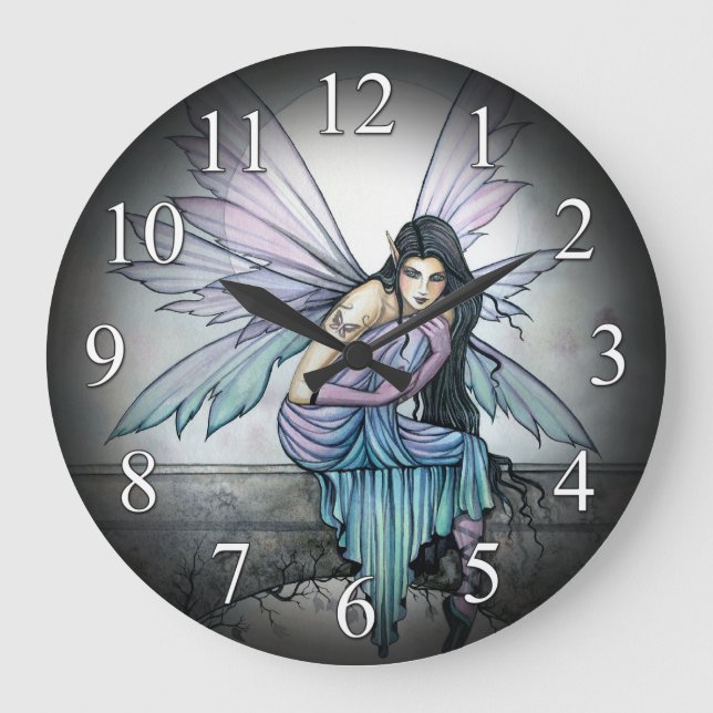 Relógio Grande Astrid Gothic Fairy Faery Fantasy Art Clock (Frente)