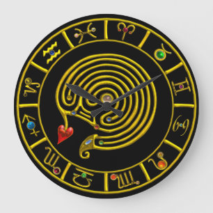 Relógio Grande Astrologia DOURADA ZODÍACA DE GRÁFICO ASTRAL LAB