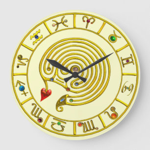 Relógio Grande Astrologia ZODÍACA DOURADA DO GRÁFICO ASTRAL LABYR