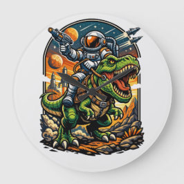 Relógio Grande Astronaut Riding a T-Rex – Epic Space Dinosaur