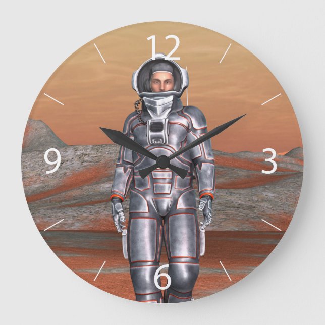 Relógio Grande Astronauta Marte - Explorador Espacial em Planeta  (Frente)