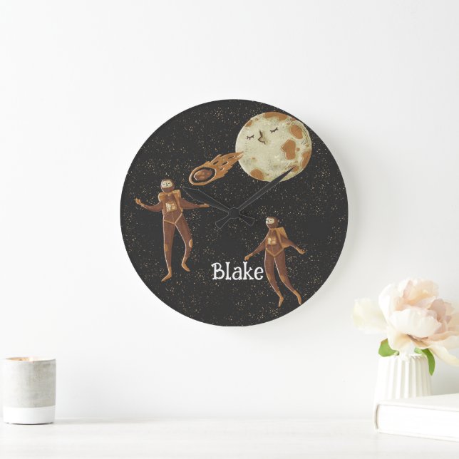 Relógio Grande Astronauta Theme Nursery Decor para Meninos (Lar)