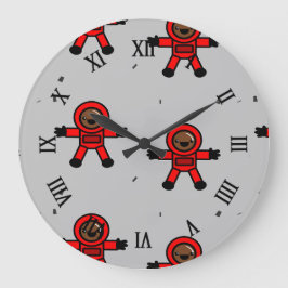 Relógio Grande Astronautas de terno vermelho em cinzas