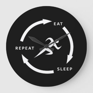 Relógio Grande Atletismo Coma Dormir Repetir Fã de Esportes Frase