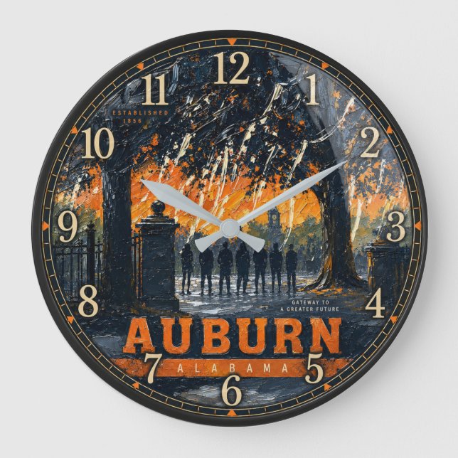 Relógio Grande Auburn Alabama Sunset  (Frente)