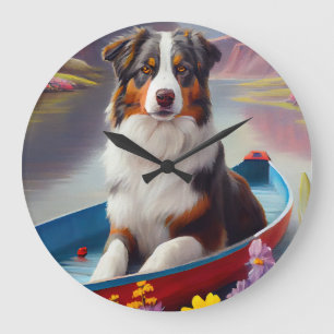 Relógio Grande Australian Shepherd no Paddle: Uma Aventura Cênica