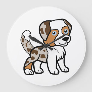 Relógio Grande Australian Shepherd Vermelho Merele Desenho com Ca
