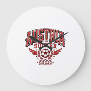 Relógio Grande Áustria Futebol 2026 Futebol Negrito País Tipograf
