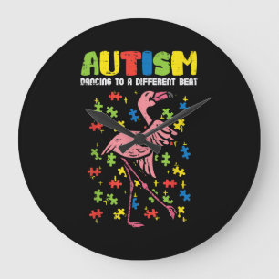 Relógio Grande Autismo Dançando Diferente Bata Flamingo Cute