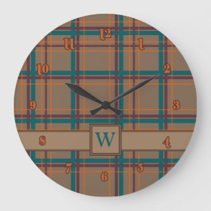 Relógio Grande Autumn Chic Plaid Clock