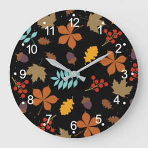 Relógio Grande Autumn Leaves Pattern Large Clock-55694