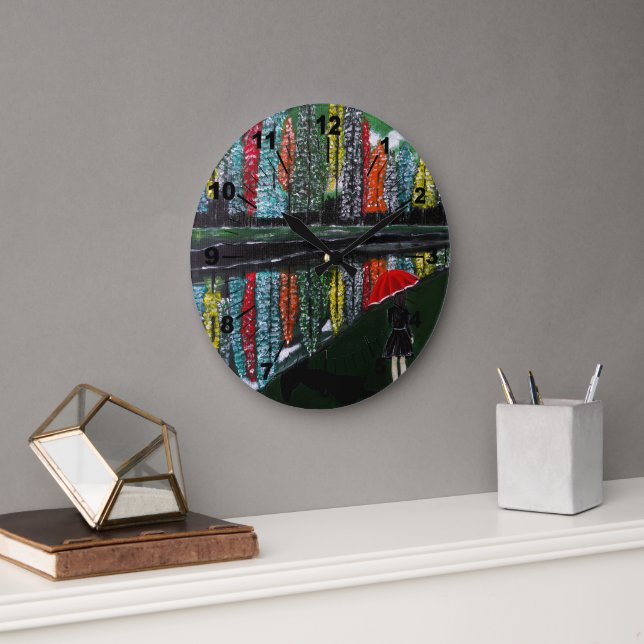 Relógio Grande Autumn Reflection Painting by Alfred Fox (Escritório)