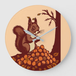 Relógio Grande 🐿️ Autumn Squirrel Round Acrylic Clock