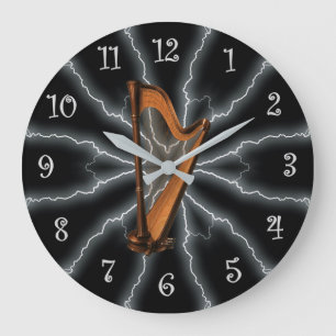 Relógio Grande Avant-Garde, Relâmpago Harp 01 B, Preto/Prata ~