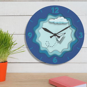 Relógio Grande Avião de papel   A viagem começa com um solteiro