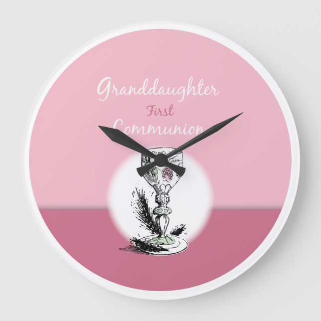 Relógio Grande Avô, 1ª Comunhão, Rosa, Chalice (Frente)