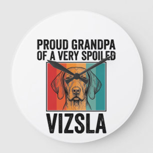 Relógio Grande Avô Orgulhoso Vizsla Design Vintage Amante de Cães