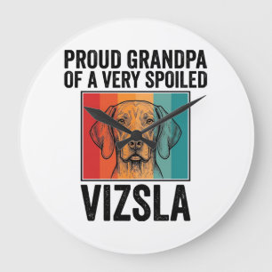 Relógio Grande Avô Orgulhoso Vizsla Design Vintage Amante de Cães