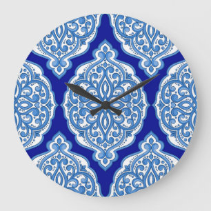 Relógio Grande Azul-branco-luxo, ornamento turco.
