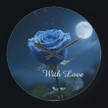 Relógio Grande Azul místico Eterno herança herança presente flora<br><div class="desc">Traga a elegância do eterno para a sua casa com este encantador relógio azul de rosa. Uma mistura de romance e função,  é perfeita como uma decoração na moda ou um presente personalizado para casamentos,  aniversários e comemorações românticas.</div>