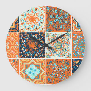 Relógio Grande Azulejo de ornamentos de cerâmica: padrão de abstr