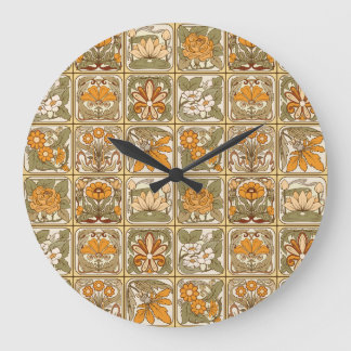 Relógio Grande Azulejos Art Nouveau: Estilo Cerâmico Vintage