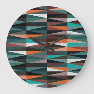 Relógio Grande Azulejos Diamantes: Mosaico Colorido do Chão