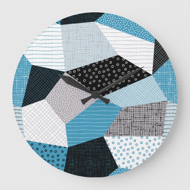 Relógio Grande Azulejos Geométricos de Peça Livre (Frente)