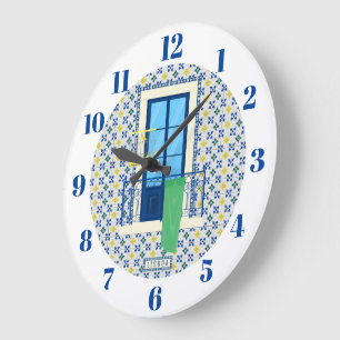 Relógio Grande Azulejos portugueses e varanda de janela com aves