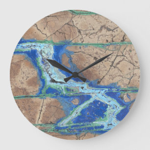 Relógio Grande Azurite Malachite Stone Wall Clock