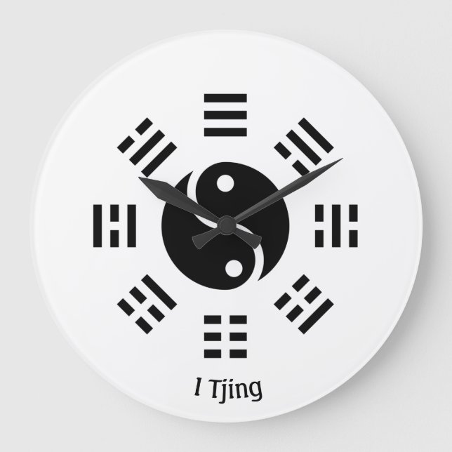 Relógio Grande Ba Gua, oito trigramas, yin yang personalizável (Frente)