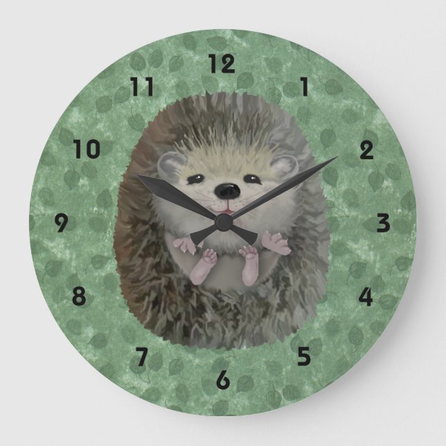Relógio Grande Baby Hedgehog Wall Clock (Frente)