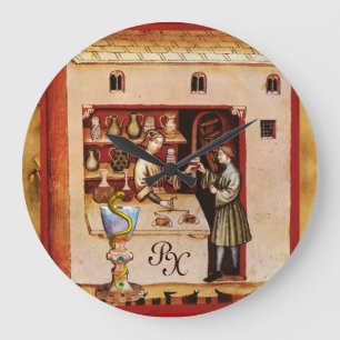 Relógio Grande BACIA de medicina do MONOGRAMA de HYGEIA, farmácia