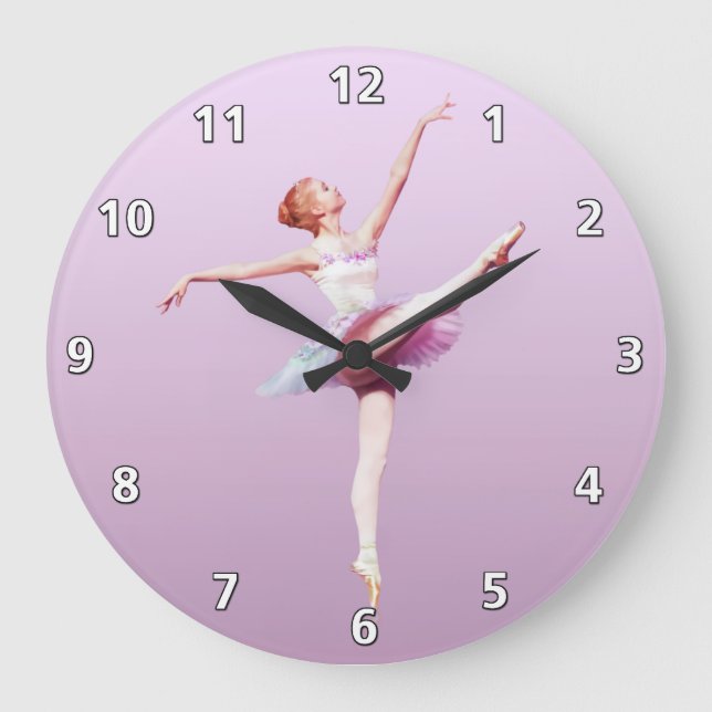 Relógio Grande Bailarina no rosa e na lavanda (Frente)