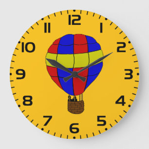 Relógio Grande Balão Vermelho Azul e Amarelo de Ar Quente