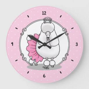 Relógio Grande Balé Engraçado Ballerina Princess Poodle Dog (bran
