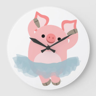 Relógio Grande Ballerina Pig Wall Clock