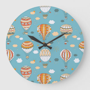 Relógio Grande Balões Coloridos Padrão Festivo Design