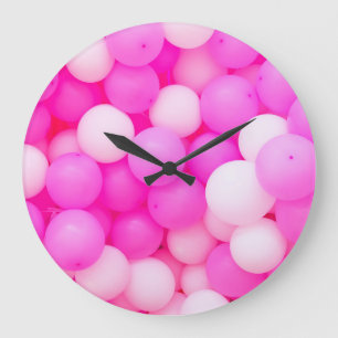 Relógio Grande Balões cor-de-rosa Design de fundo festivo.