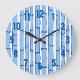 Relógio Grande Bambooey Faixa de Bambu em Porcelana Azul