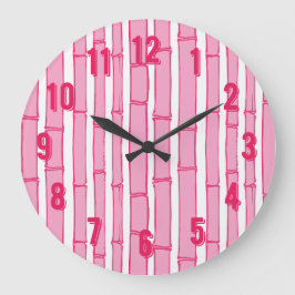 Relógio Grande Bambooey Faixa de Bambu em Rosa
