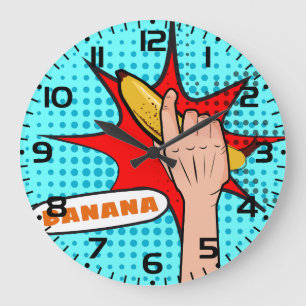 Relógio Grande Banana em Estilo de Quadrinhos de Arte Pop Retrô