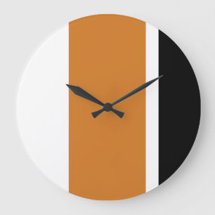Relógio Grande Bandas Verticais Modernas, Laranja e Preto, Polite