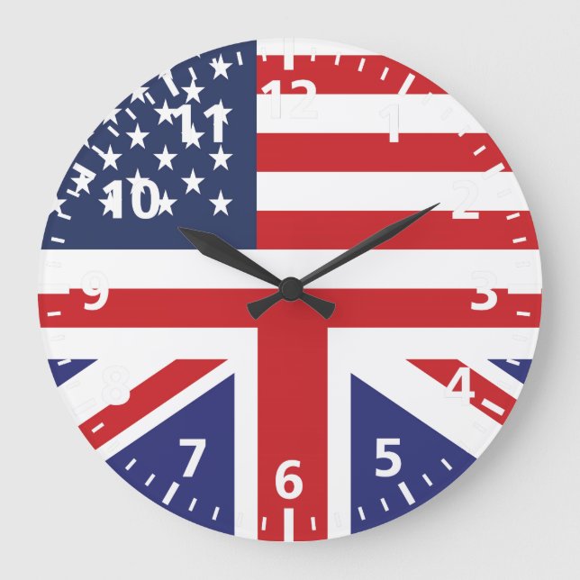 Relógio Grande Bandeira americana inglesa 2 (Frente)